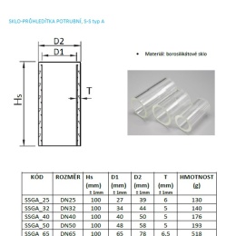 Sklo - průhledítko potrubní DN100