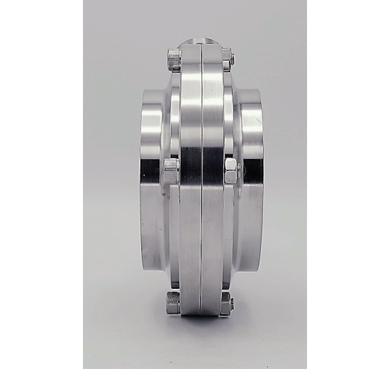 Nerezová klapka přímá, navařovací typ S-S DN100 (104x2mm)