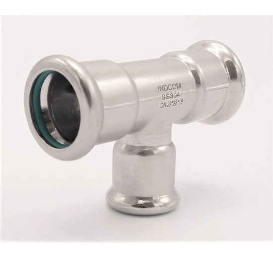 T-kus, lisovací,redukovaný, F/F/F 22_18_22, nerezová ocel