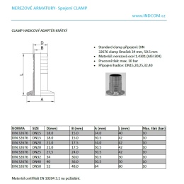 Clamp hadicový adaptér krátký