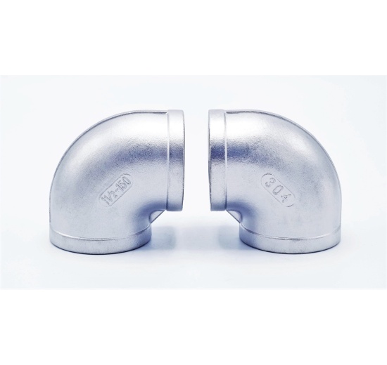 nerezová závitová kolena 1 1/2", vhodná pro spoje netěsnící v závitu