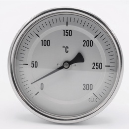 Celonerezový bimetalový teploměr s ponorným dříkem 150 mm, do jímky, 0-300 ℃