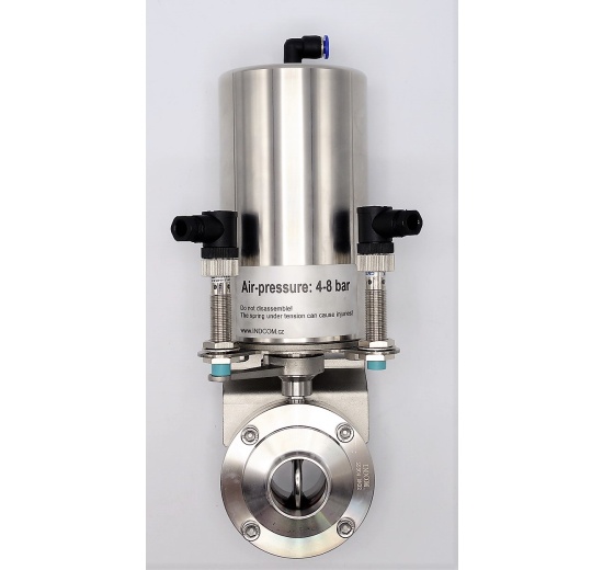 Nerezová klapka přímá DN32, navařovací typ S-S, s pneumatickým pohonem