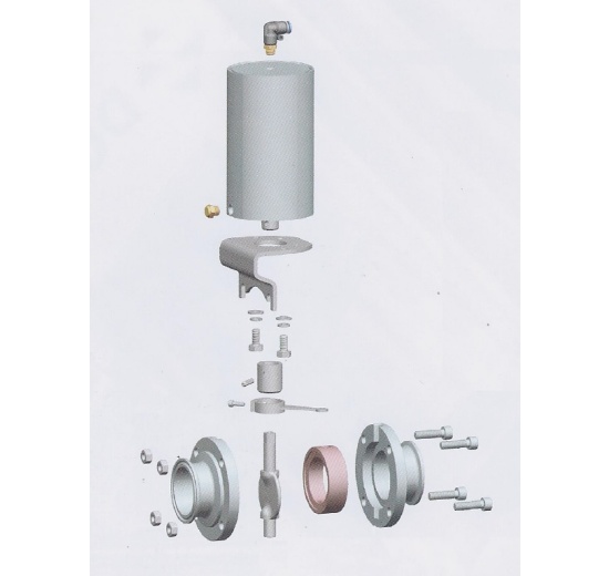 Pneumatický pohon, celonerezový, jednočinný (vzduch-pružina)