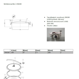 Netlakový průlez nerezový DN200