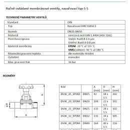 Ručně ovládané membránové ventily, navařovací typ S-S