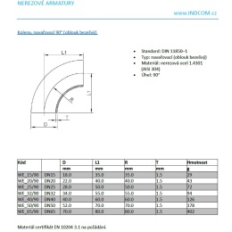 Koleno navařovací 90°| DN65 (70x2mm)