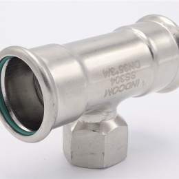 T-kus, lisovací F/F(závit vnitřní)/F 35_3/4"_35, nerezová ocel