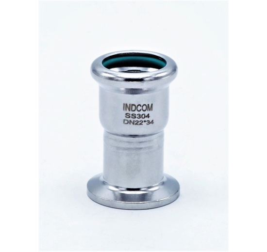 lisovací clampová přechodka z nerezové oceli s límečkem 34 mm