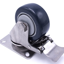 Kolečka transportní, otočná, s brzdou, nerezová, průměr 75 mm