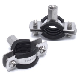 Objímka potrubní s gumovou vložkou EPDM, dvoušroubová, nerezová ocel 1.4301, M8_ 18-24 mm