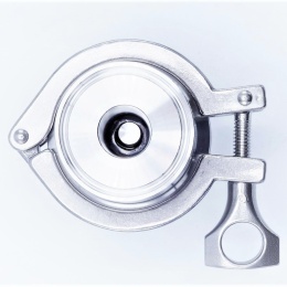 zpětná klapka z nerezové oceli 1.4301 (AISI 304), norma CLAMP DIN32676, dvoudílná