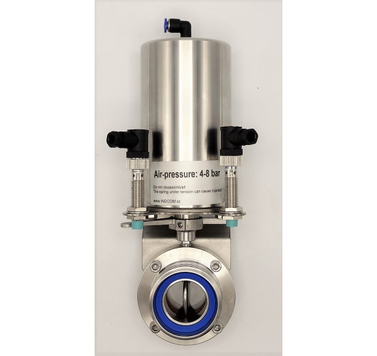 Nerezová klapka přímá DN40, závitová-navařovací typ G-S, s pneumatickým pohonem