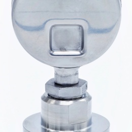 manometr s oddělovací membránou, rozsah měření 0-2.5 bar, clamp límeček 64 mm, číselník tlakoměru 63 mm