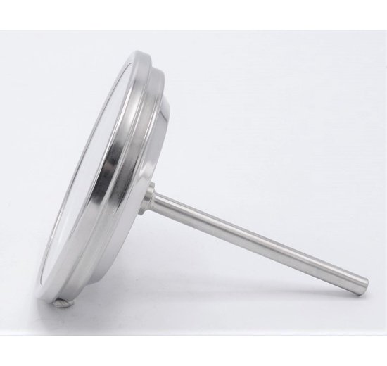 Celonerezový bimetalový teploměr s ponorným dříkem 100 mm, do jímky, 0-100 ℃