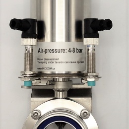 Nerezová klapka přímá DN50, závitová typ G-G, s pneumatickým pohonem