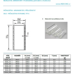 náhradní sklo průhledítka potrubní