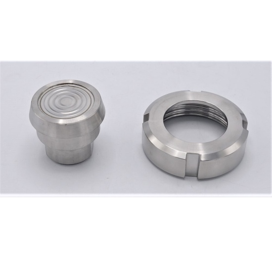 Tlakoměr s oddělovací membránou, potravinářské šroubení DIN 11851, číselník 100 mm, matice DN32