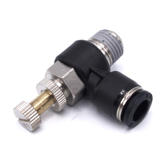 Škrtící ventil jednosměrný, tvar L DN 6mm x 1/4