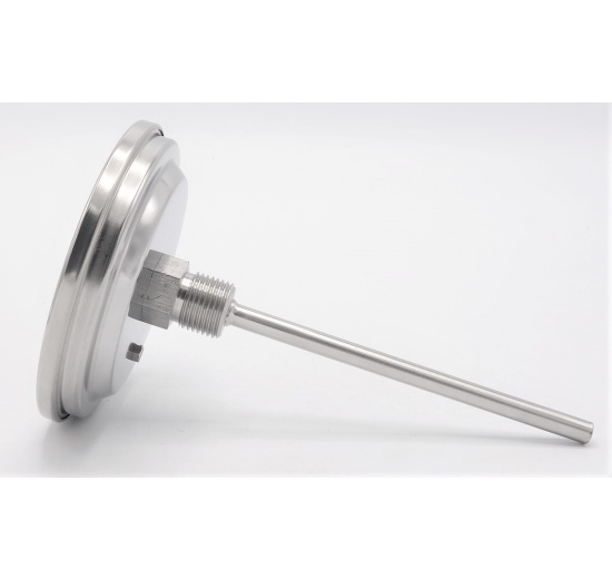 Celonerezový bimetalový teploměr s ponorným dříkem, závitový (1/2”), 0-150℃, 150 mm