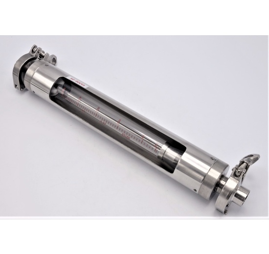 Plováčkový průtokoměr /rotametr/ nerezový, clamp DN25, 250-2500 litr/hod.