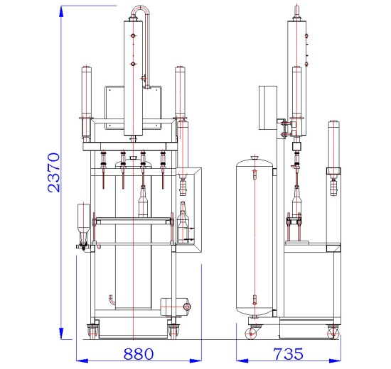 Poloautomatická mycí linka na plnění piva do láhví ze skla