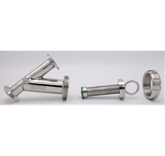 Y filtr nerezový sanitární, použití pro vinařství, pivovarnictví, mlékárenský průmysl, nápojový průmysl, výroba potravin, farmacie