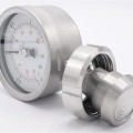 Tlakoměr s oddělovací membránou, potravinářské šroubení DIN 11851, číselník 100 mm,matice DN32, -1/1,5 bar