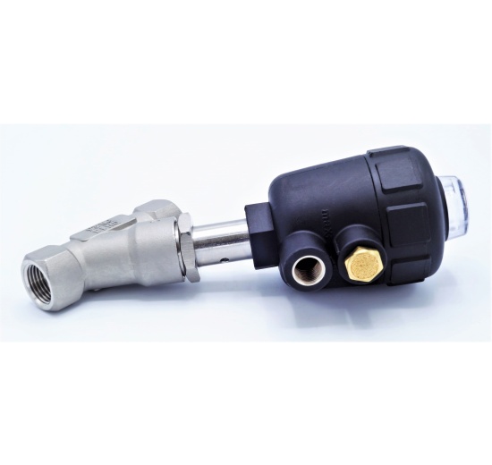 pneumatický ventil se šikmým sedlem- 45° těsnění PPL G-závit 1/2"