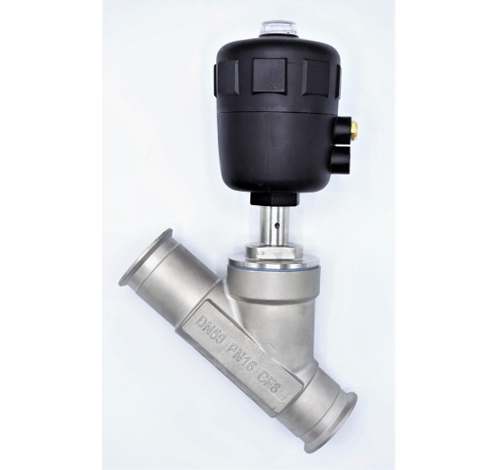 pneumaticky ovládaný sedlový ventil 45° DN 50