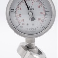 Tlakoměr s oddělovací membránou, potravinářské šroubení DIN 11851, číselník 100 mm,matice DN25, -1/1,5 bar