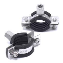 Objímka potrubní s gumovou vložkou EPDM, dvoušroubová, nerezová ocel 1.4301, M8_ 25-30 mm