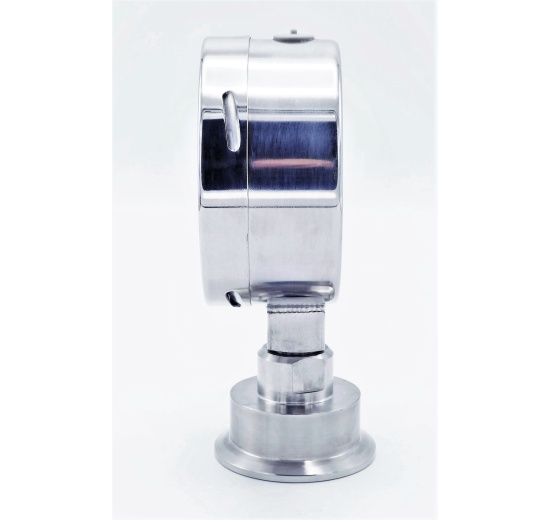 Celonerezový tlakoměr s oddělovací membránou CLAMP DIN 32676 DN50 (límeček 64 mm), číselník 100 mm