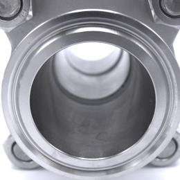 Nerezový kulový kohout s plným průtokem, třídílný, CLAMP DIN 32676 materiál DIN 1.4301 nerez ocel