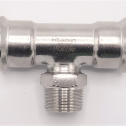 T-kus, nerezový, lisovací F/M(závit vnější)/F 28_3/4"_28