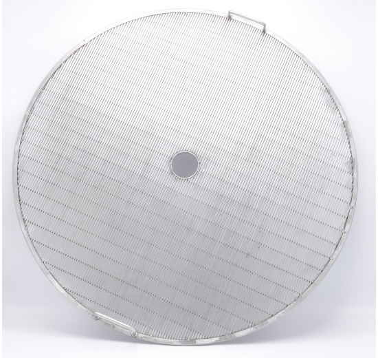 kruhové, nerezové, olemované, štěrbinové síto vyrobené