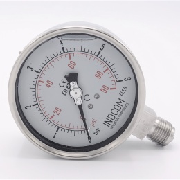 Tlakoměry se spodním (radiálním) připojením, číselník 100 mm, 0 - 6 bar (1/2")