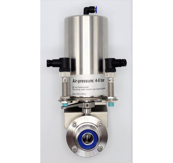 Nerezová klapka přímá DN20, závitová-navařovací typ G-S, s pneumatickým pohonem