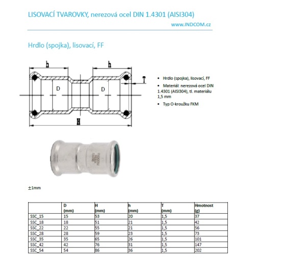 Hrdlo (spojka) lisovací F/F