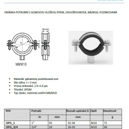 Objímka potrubní s gumovou vložkou EPDM, dvoušroubová, pozinkovaná 20-25 mm