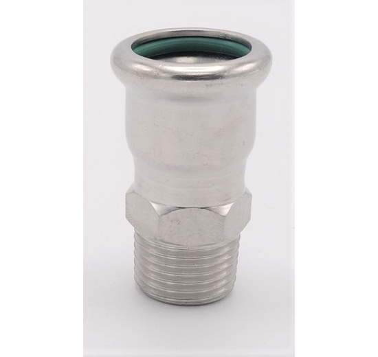 Přechodka lisovací/závit vnější 22 mm_1/2", nerezová