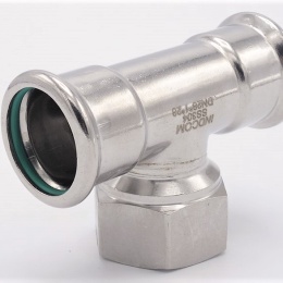 T-kus, lisovací F/F(závit vnitřní)/F 28_1"_28, nerezová ocel