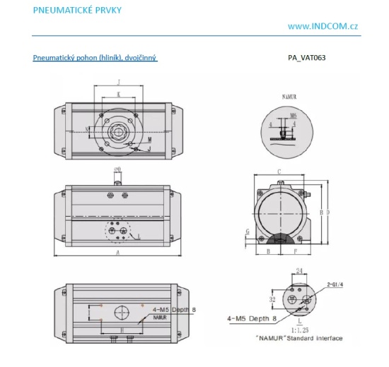 Pneumatický pohon (hliník), dvojčinný PA_VAT063