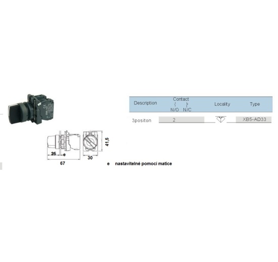 Otočný třípolohový přepínač