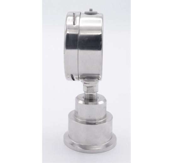 Celonerezový tlakoměr s oddělovací membránou CLAMP DIN 32676, 63 mm,0-6 bar, clamp límeček-50,5mm