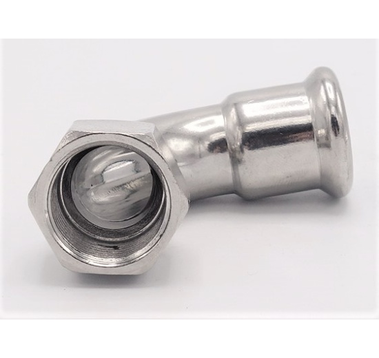 Koleno 90°, lisovací, F/závit vnitřní 18 mm_3/4", nerezová ocel