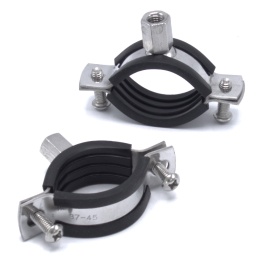 Objímka potrubní s gumovou vložkou EPDM, dvoušroubová, nerezová ocel 1.4301, M8_ 37-45 mm