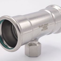 T-kus, lisovací F/F(závit vnitřní)/F 42_1/2"_42, nerezová ocel