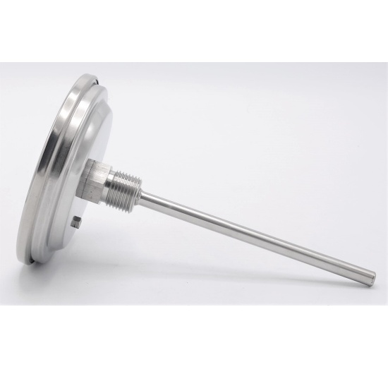 Celonerezový bimetalový teploměr s ponorným dříkem, závitový (1/2”), -30/50℃, 150 mm