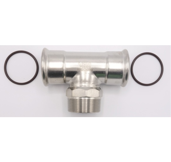T-kus, nerezový, lisovací F/M(závit vnější)/F 54_2"_54